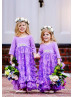 Lavender Jersey Organza Cascading Ruffle Flower Girl Dress